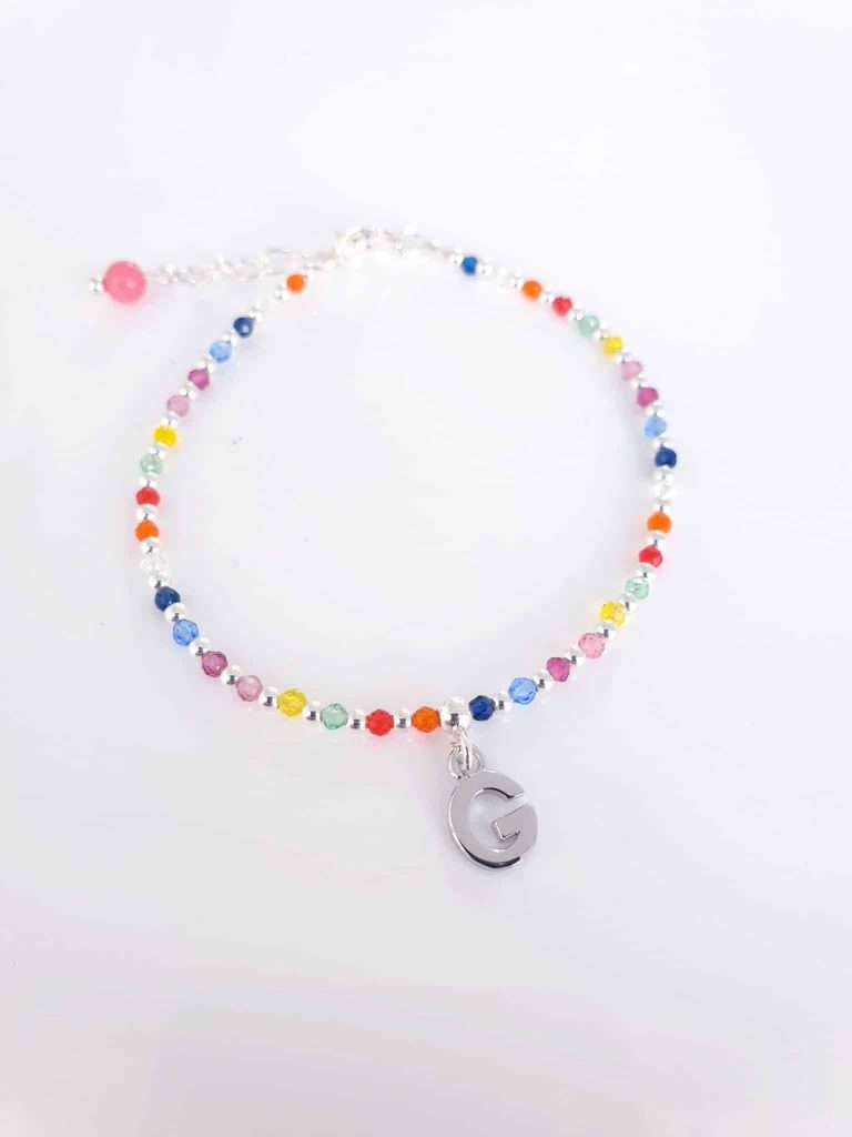 Pulsera piedras inicial » g « de plata de ley
