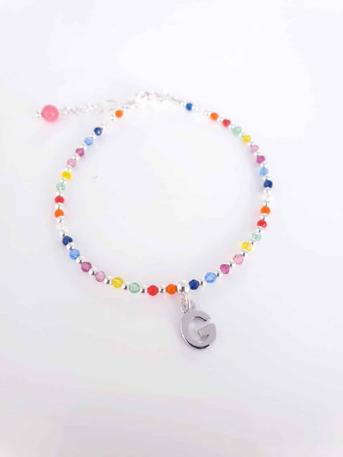 Pulsera piedras inicial » g « de plata de ley - vista adicional