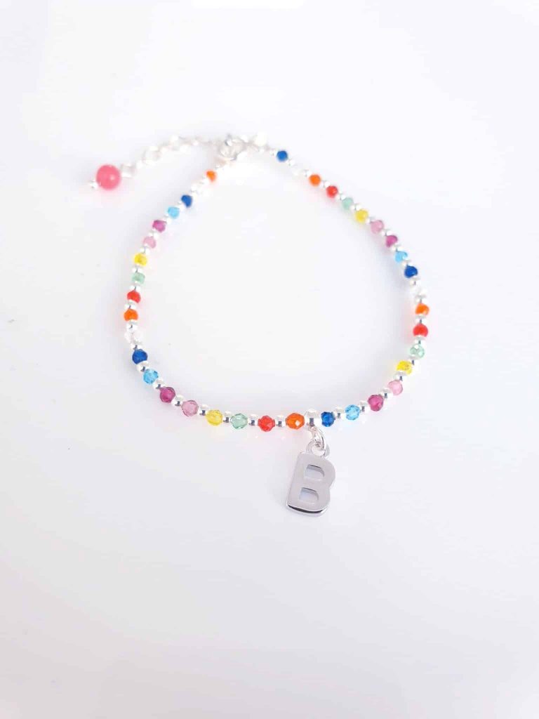 Pulsera piedras inicial «b» de plata de ley
