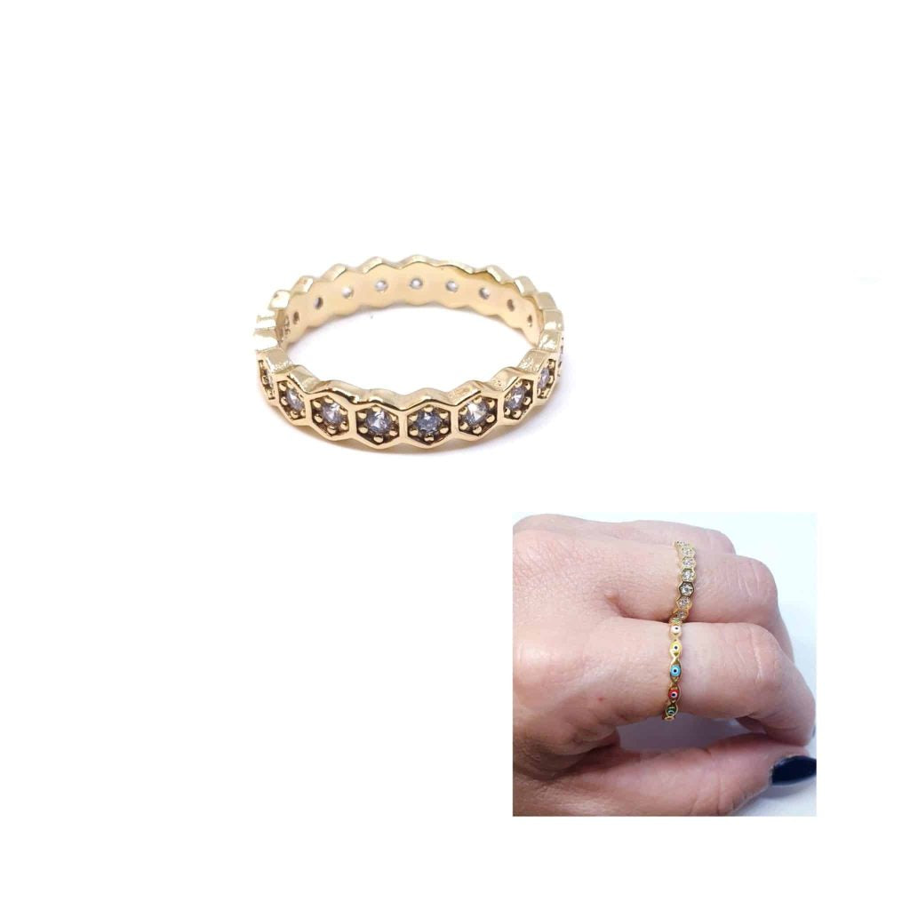 Anillo nido de abeja oro de 14 quilates