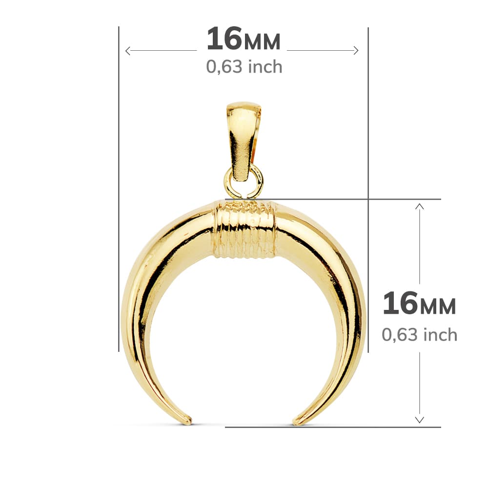 18K COLGANTE ORO AMARILLO CUERNO 16X16 MM
