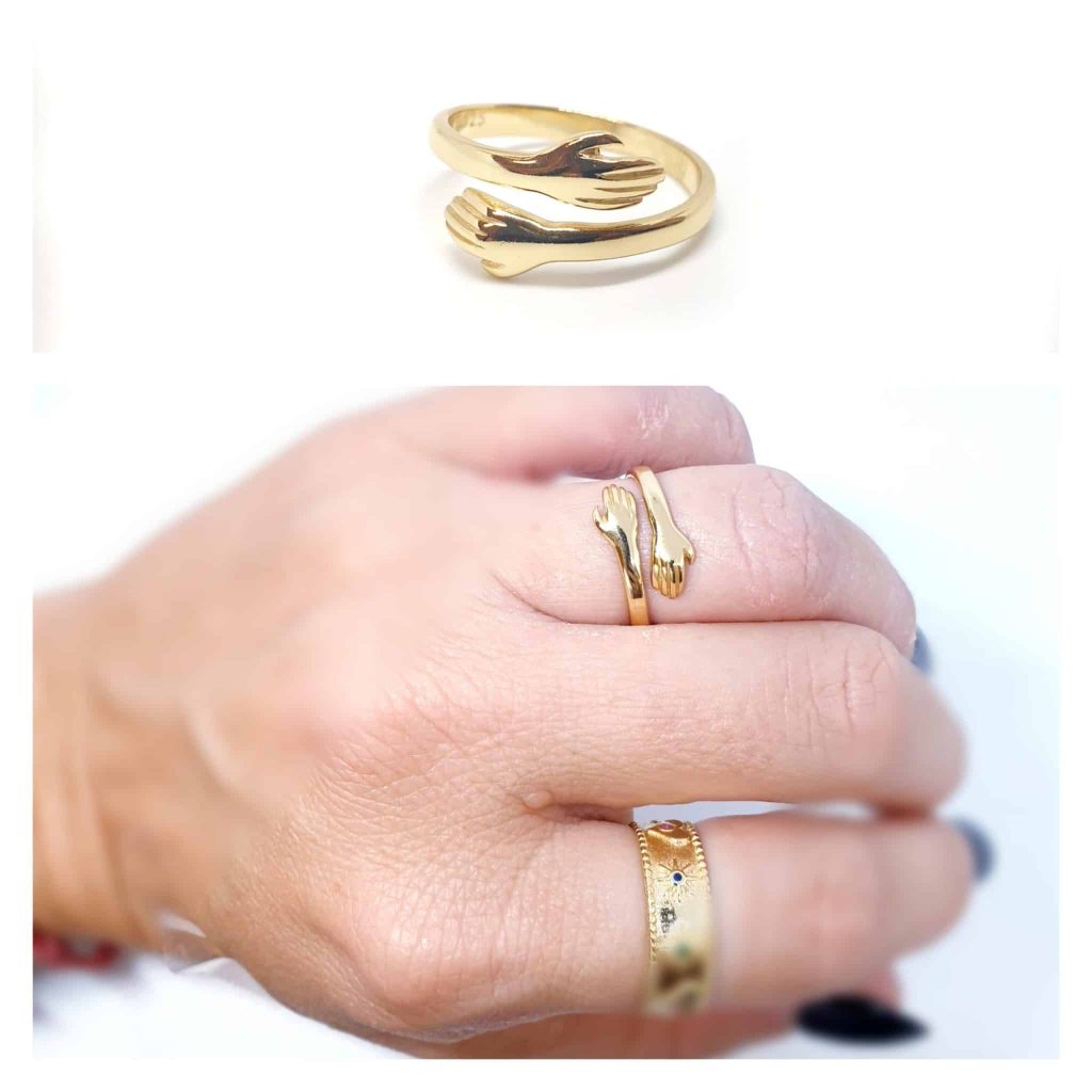 Anillo abrazo oro de 14 quilates