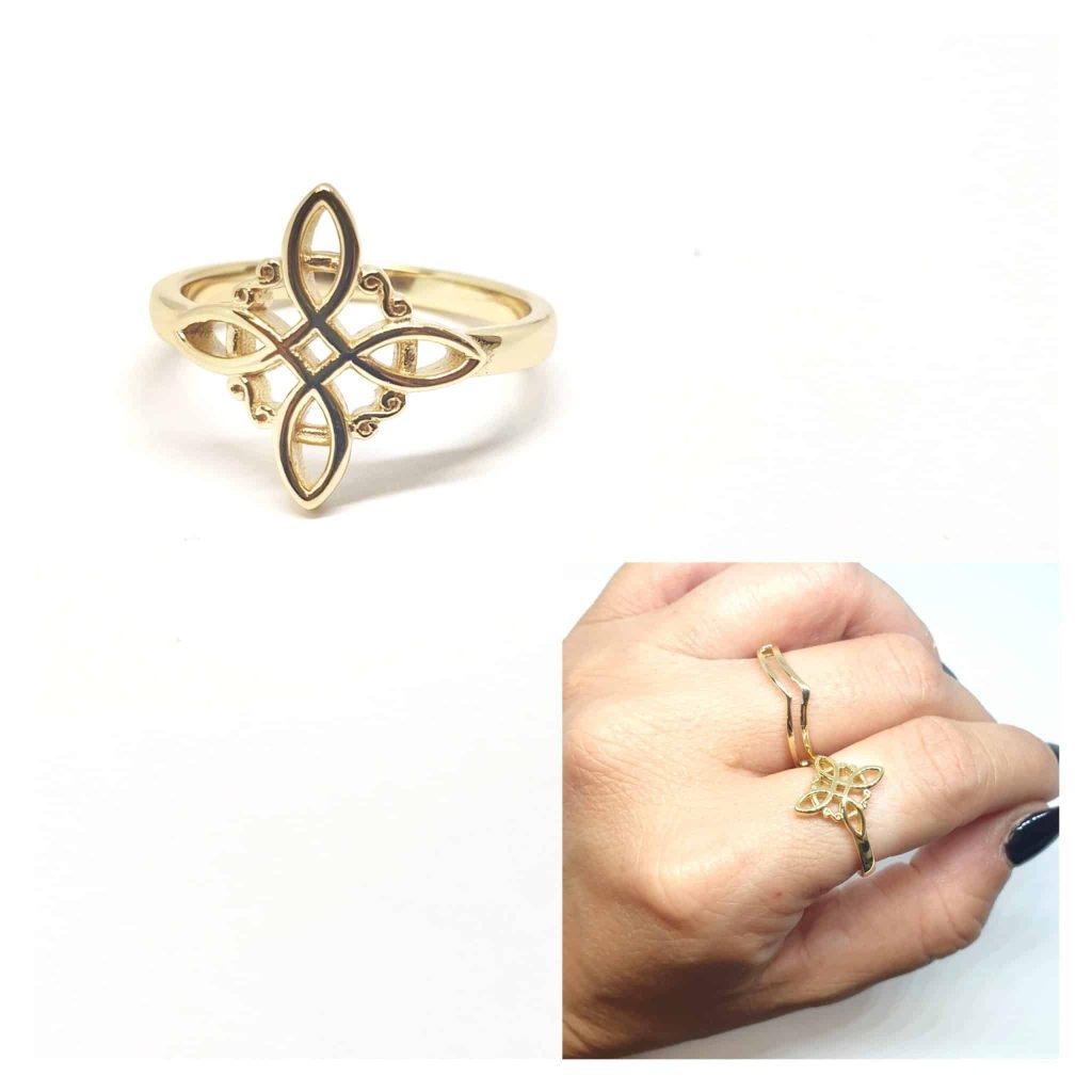Anillo nudo de bruja oro de 14 quilates
