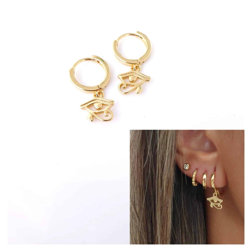 Pendientes ojo de Horus oro de 14 quilates
