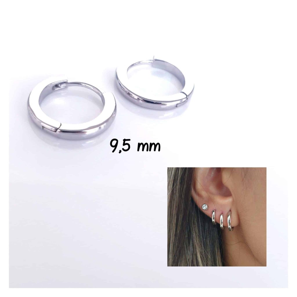 Pendientes basic M de plata de ley
