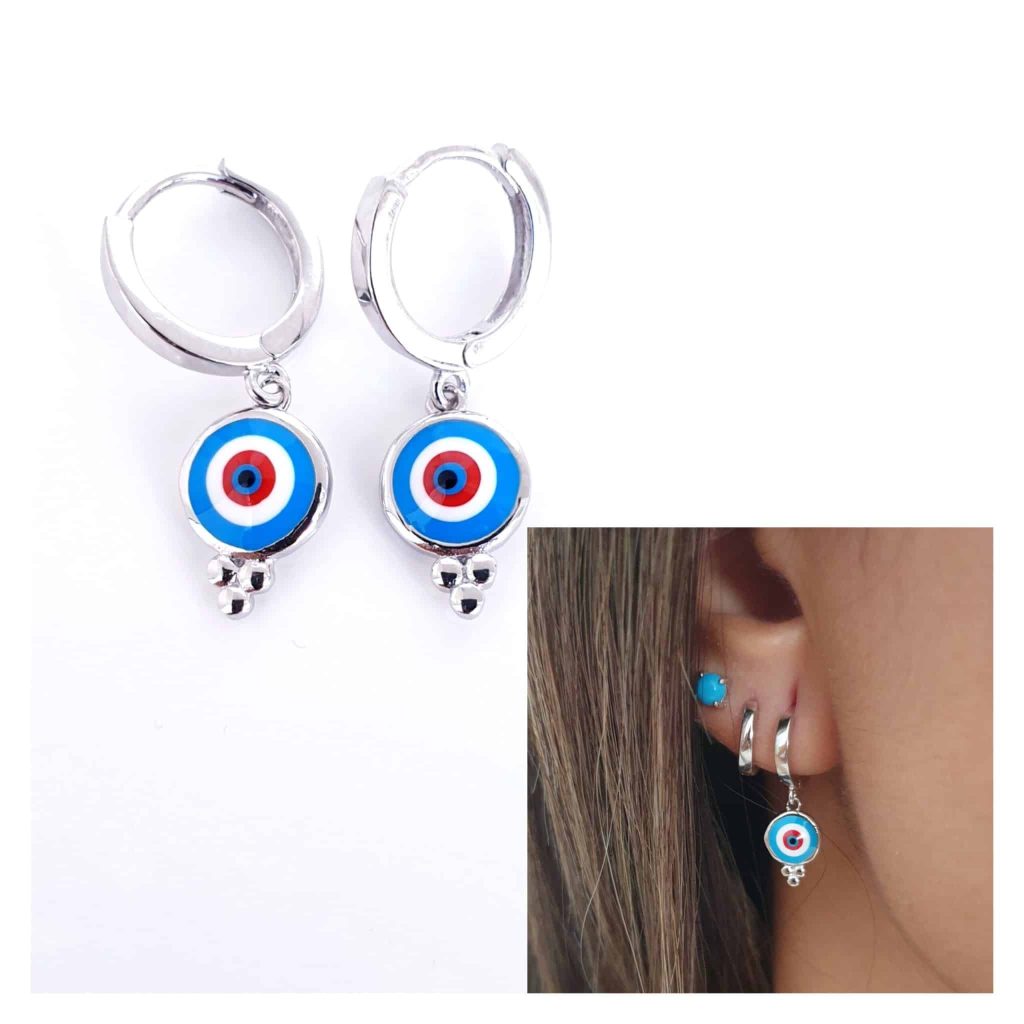 Pendientes ojo turco de plata de ley