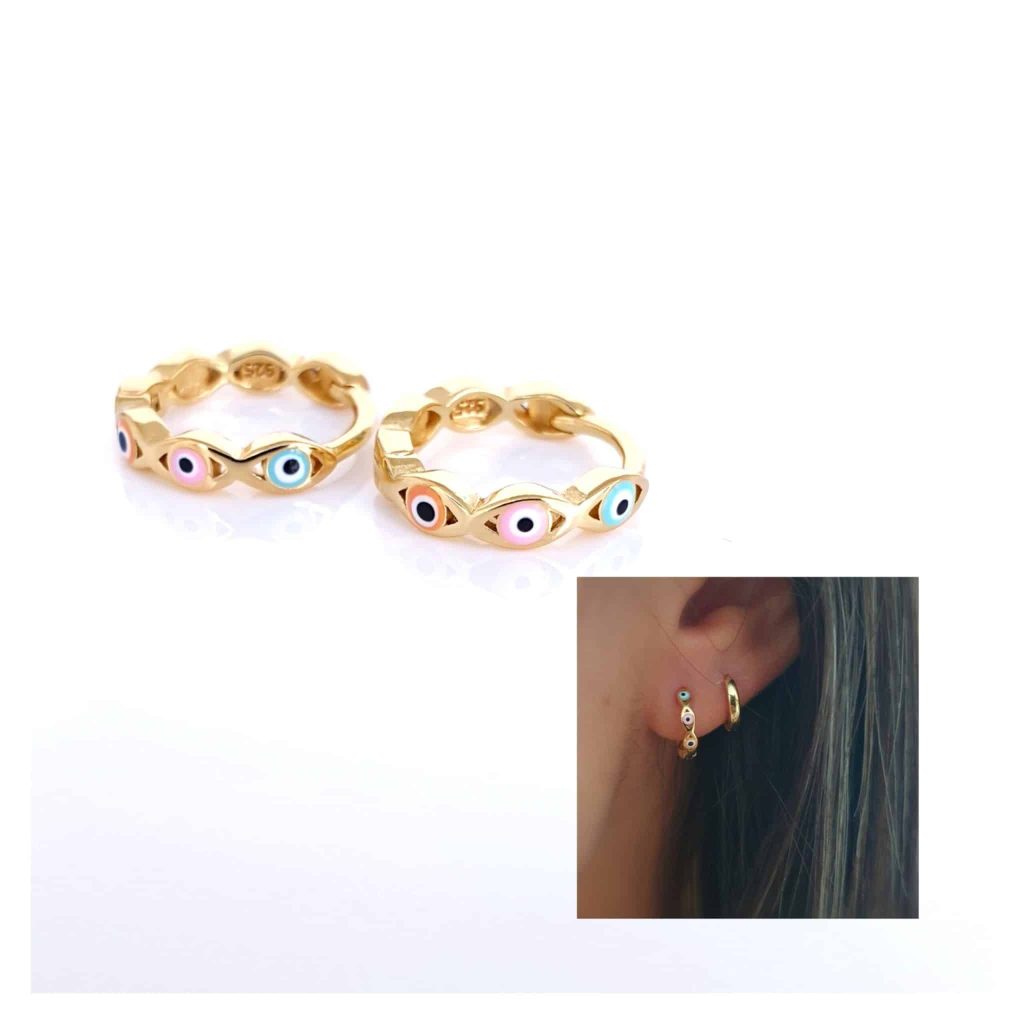 Pendientes oro ojos sweet de 14 quilates