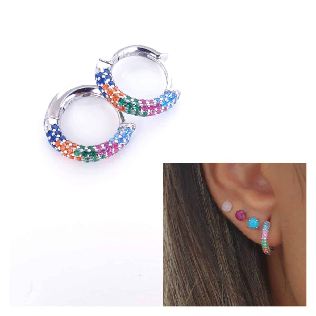 Pendientes aros Agatha de plata de ley
