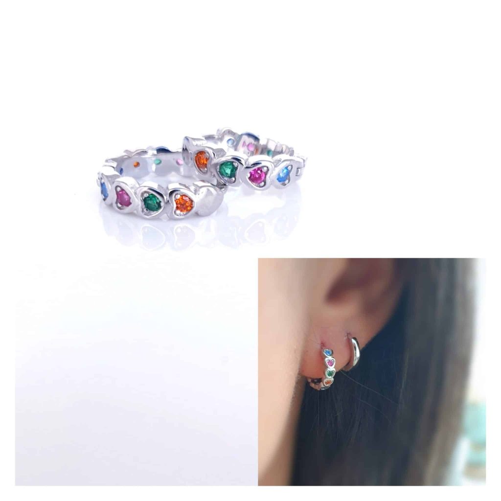 Pendientes love de plata de ley