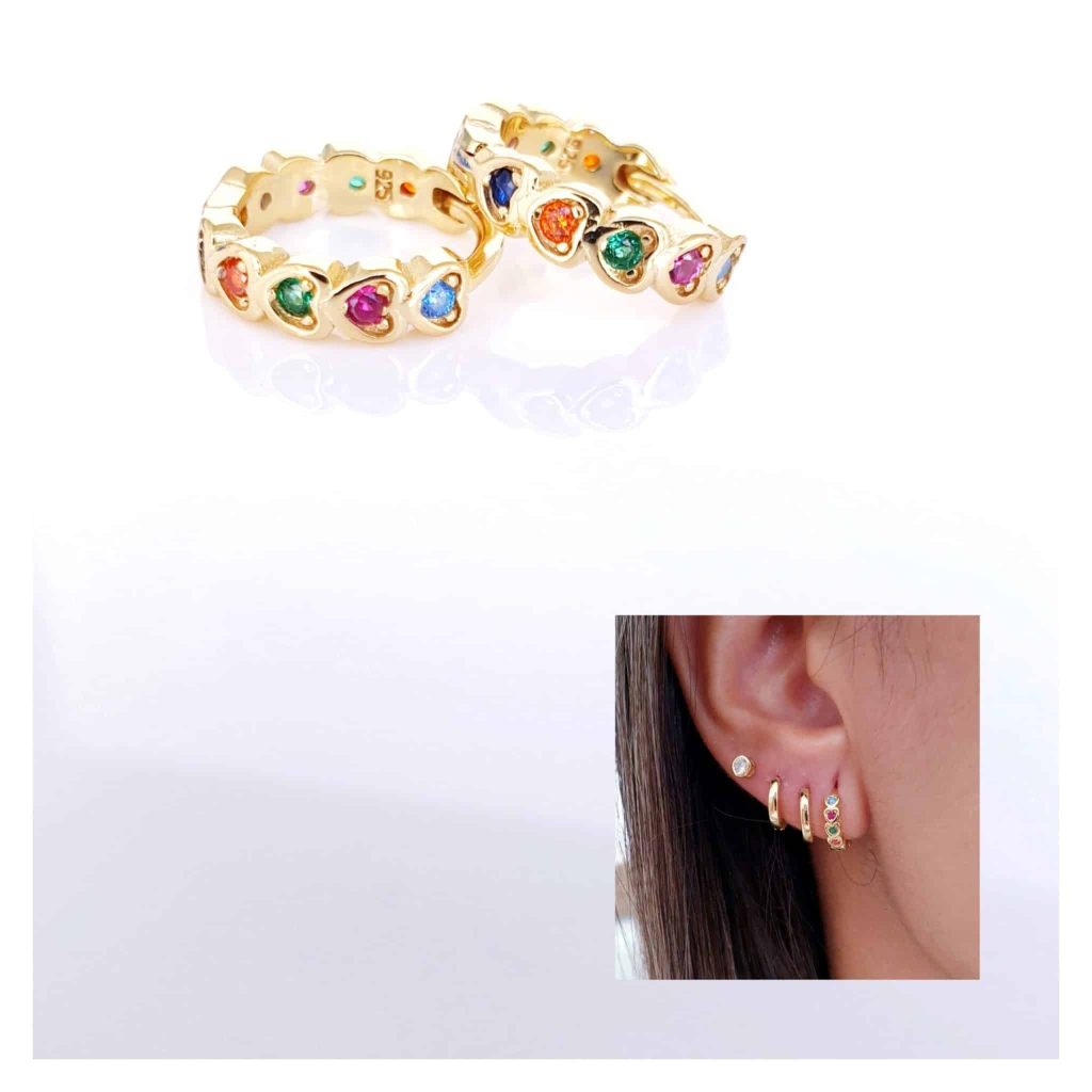Pendientes love oro de 14 quilates