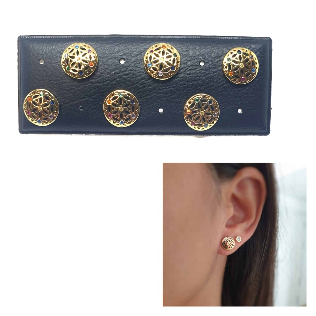 Pendientes flor de la vida oro de 14 quilates