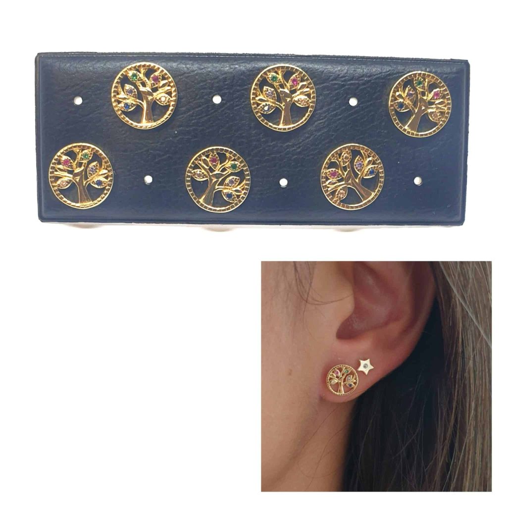 Pendientes árbol de la vida oro de 14 quilates