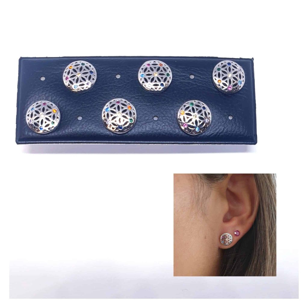 Pendientes flor de la vida de plata de ley