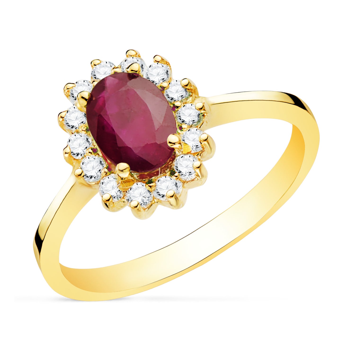 18K SORTIJA ORO AMARILLO RUBI 6x4 MM 0,88 QTS. DIAMANTES LABORATORIO 0,290 QTS. VS2-G. MEDIDA: 11,5 X 9,5MM
