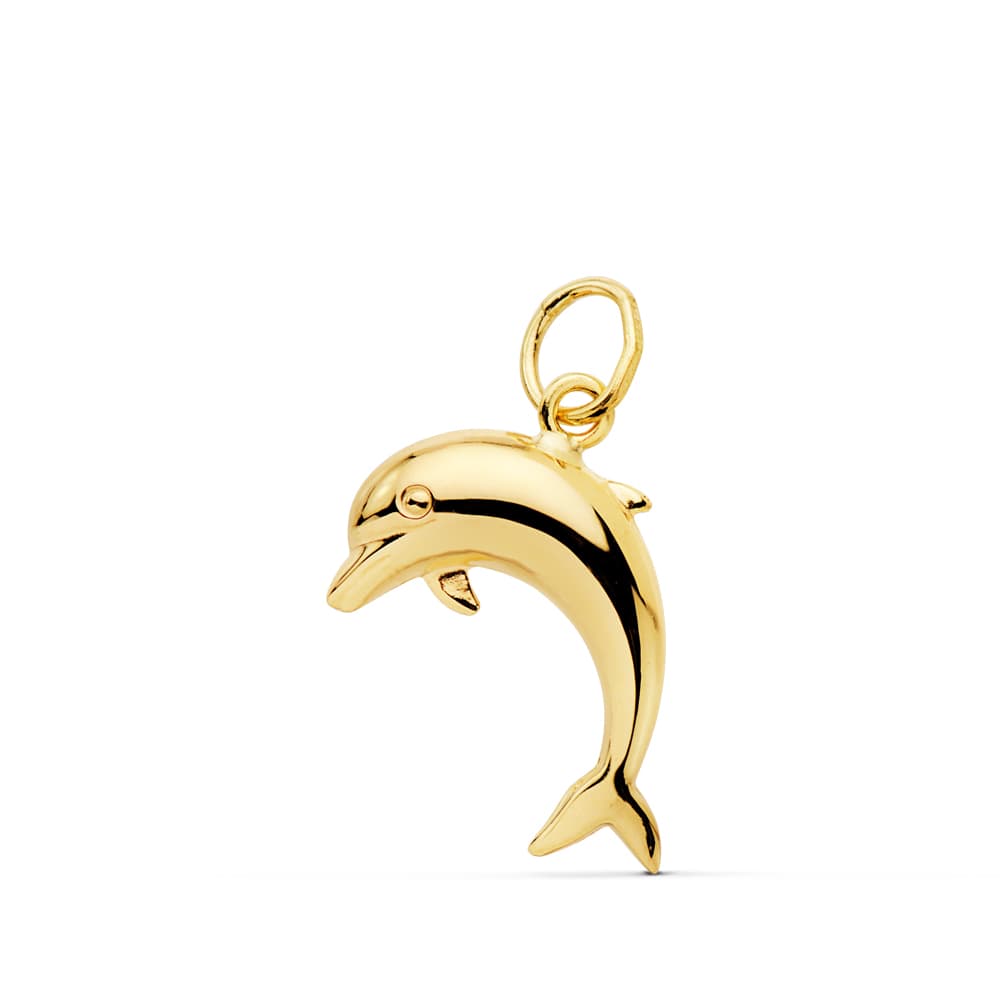 Colgante Amuleto Delfin Liso 17 x 12 mm de oro amarillo 18K