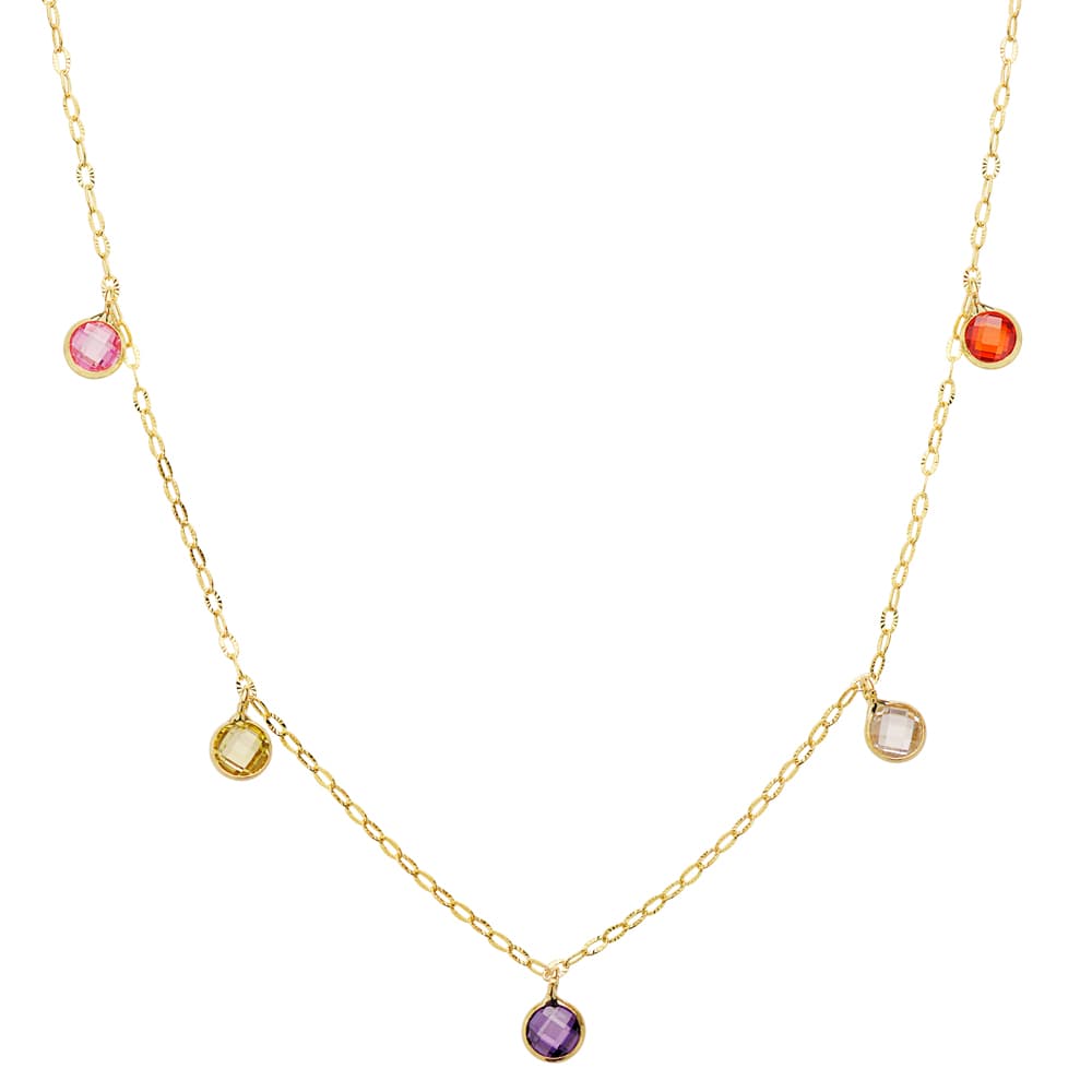 Gargantilla Piedras 5 mm Cadena Forzada 45 cm de oro amarillo 18K