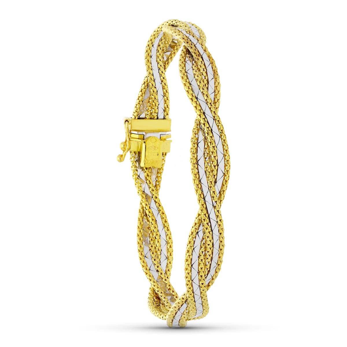 Pulsera Bicolor Trenzada 18K