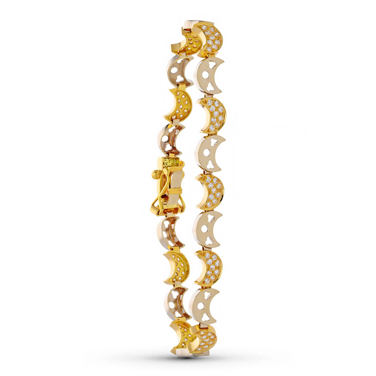 Pulsera Bicolor Circonita Media Lunas 18K