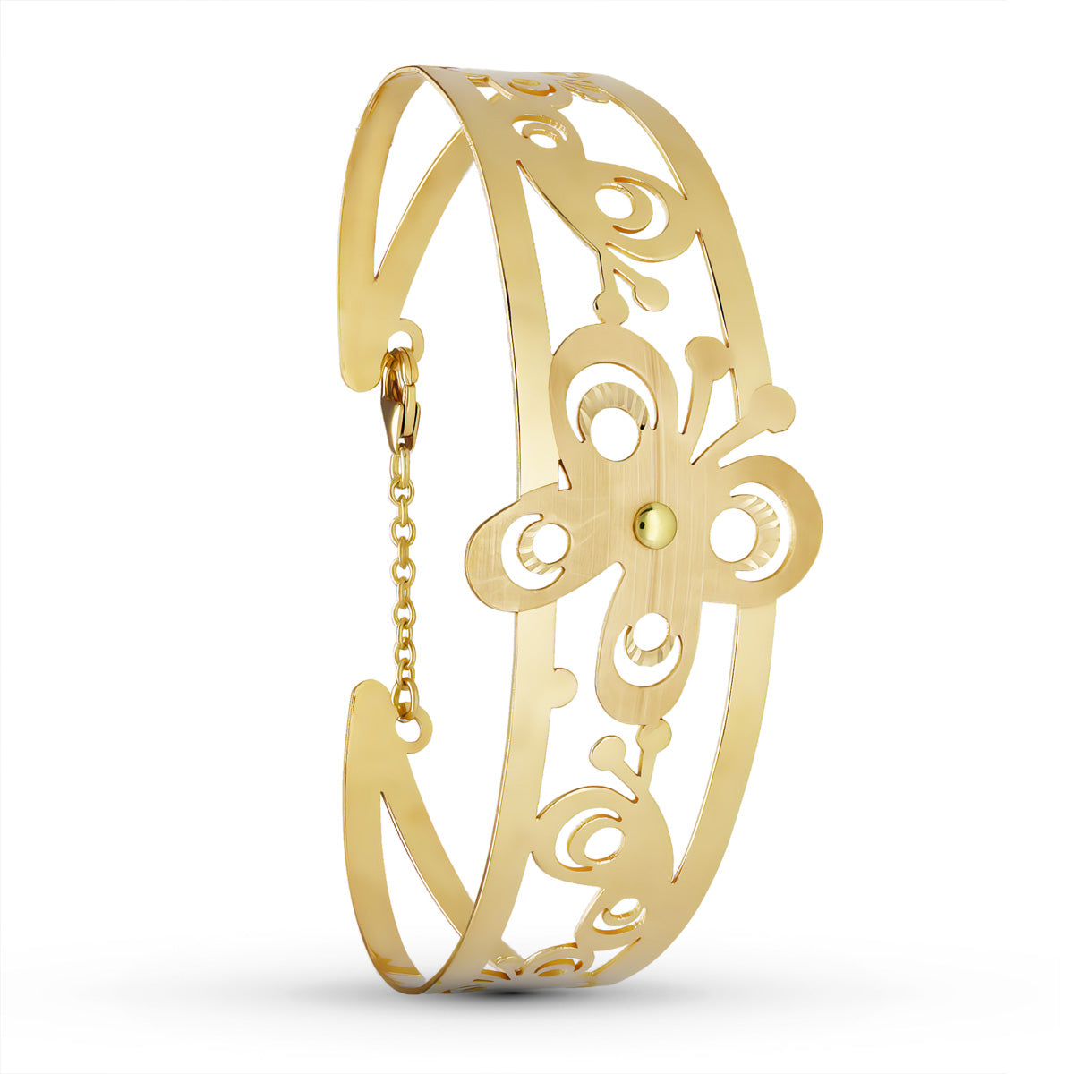 Pulsera Mariposa Laser. 19 mm de oro amarillo 18K