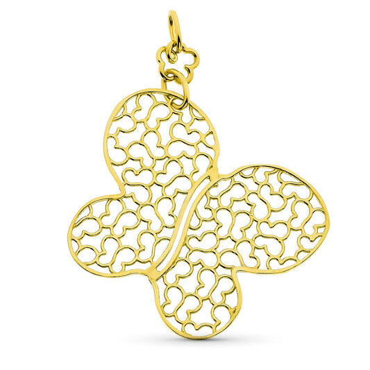 18K COLGANTE ORO AMARILLO MARIPOSA CALADO 40X33 MM