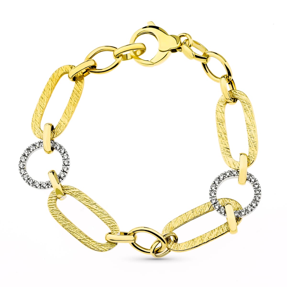 Pulsera Bicolor Eslabones Ancho 14 mm Largo 20,5 cm 18K