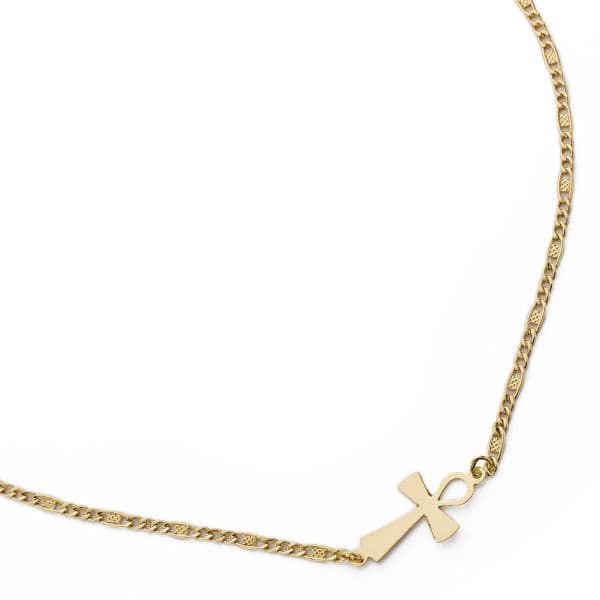 Collar Cruz de la Vida 42 cm de oro amarillo 18K