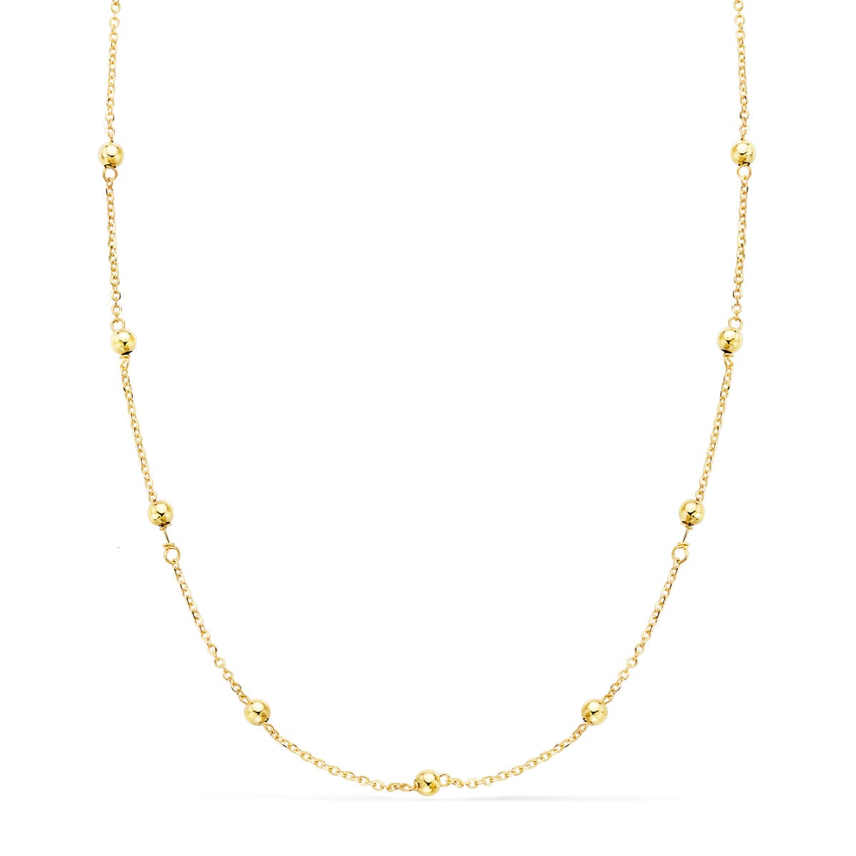 Cadena Maciza Forzada con Bolas Lisas 3 mm Largo 45 cm de oro amarillo 18K