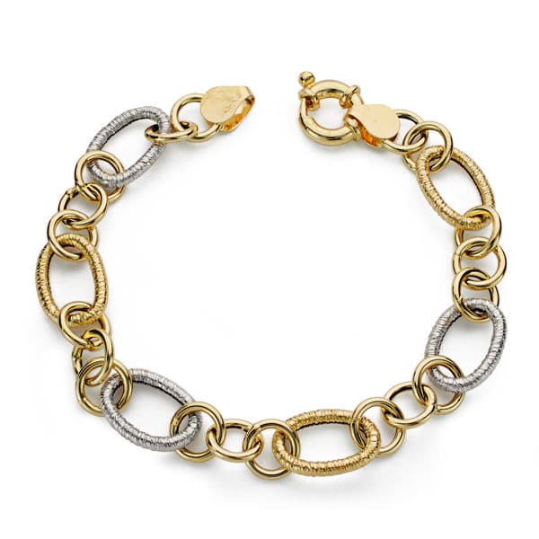 Pulsera Bicolor Hueca 19 cm 18K