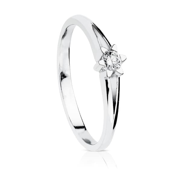 18K SOLITARIO DIAMANTE NATURAL TALLA BRILLANTE ORO BLANCO 0,150 QTS. SI-H