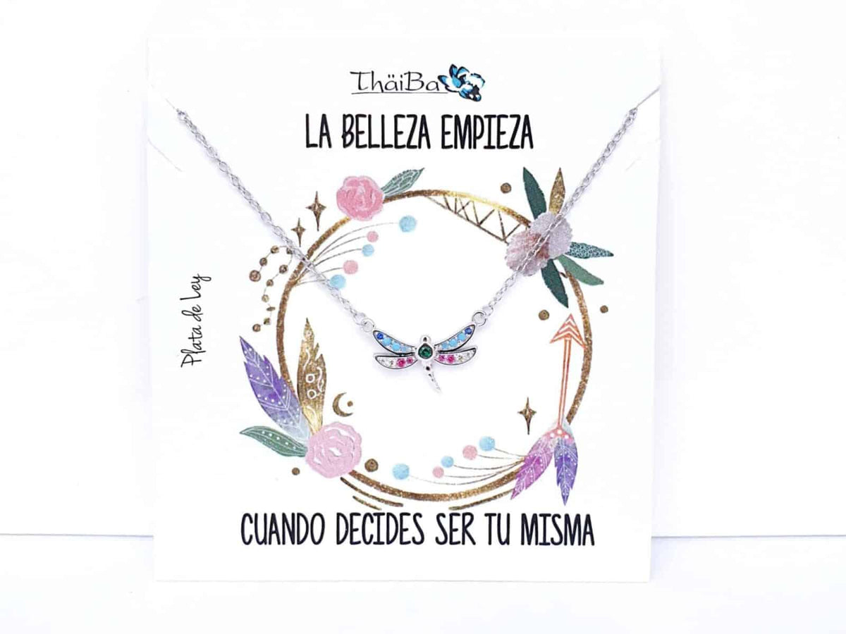 Collar libélula piedras de plata de ley - vista adicional