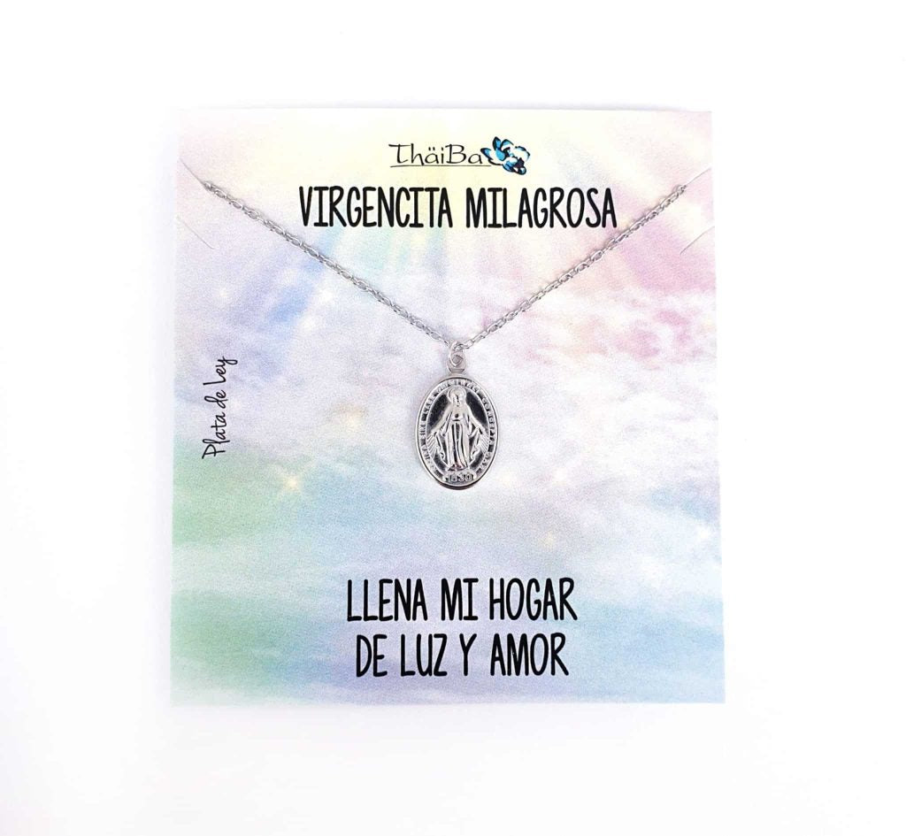 Collar Virgencita milagrosa de plata de ley