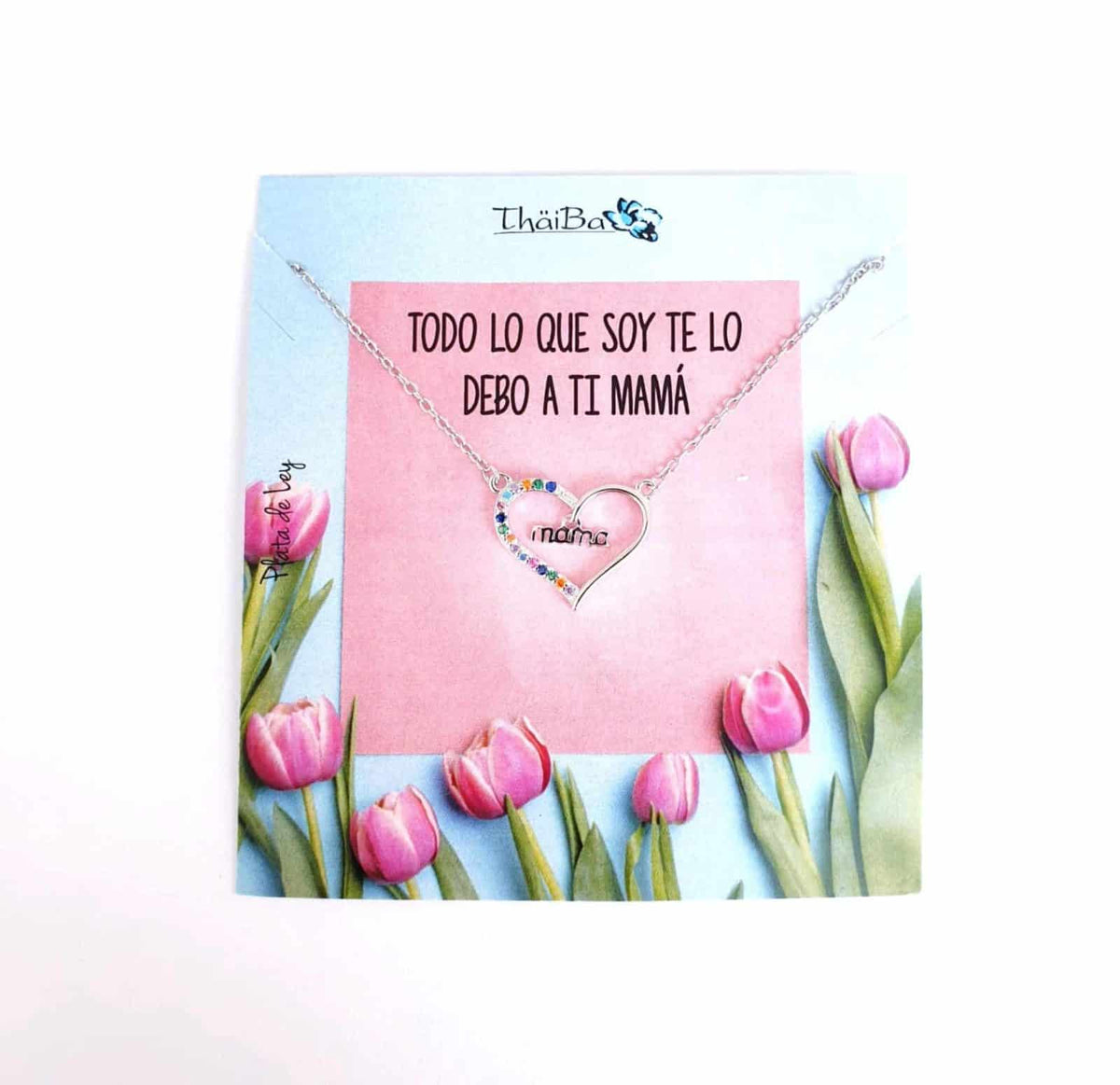 Collar mamá corazón de plata de ley - vista adicional