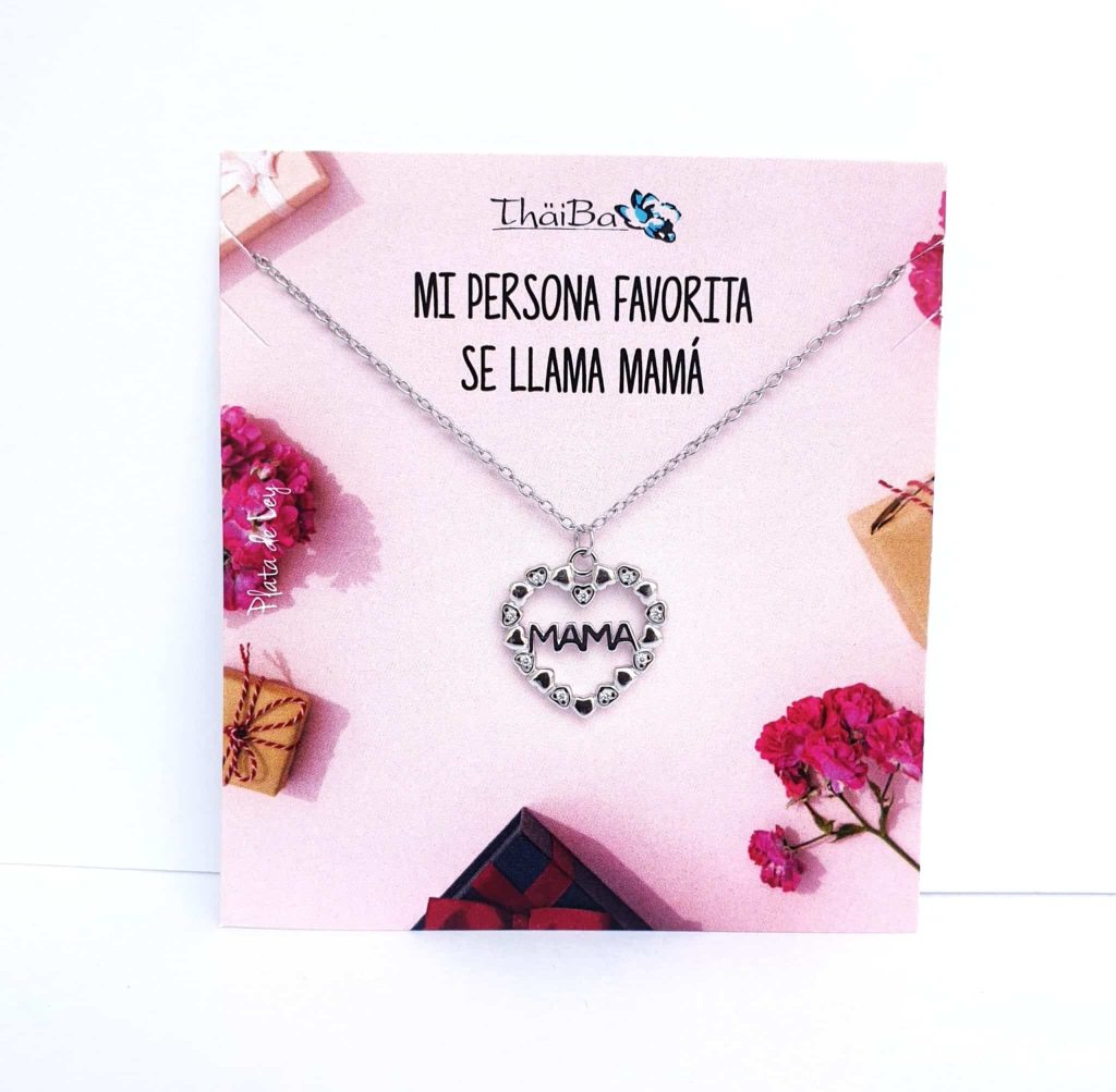 Collar mamá corazones de plata de ley
