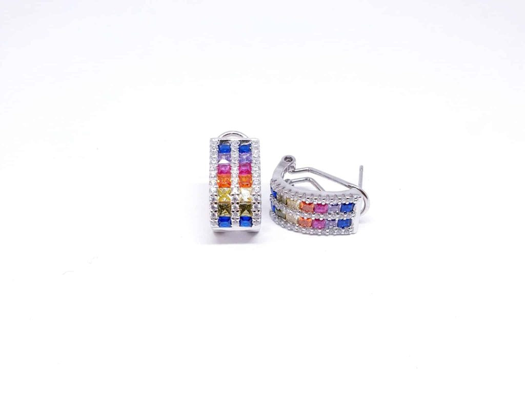 Pendientes omega dúo de plata de ley
