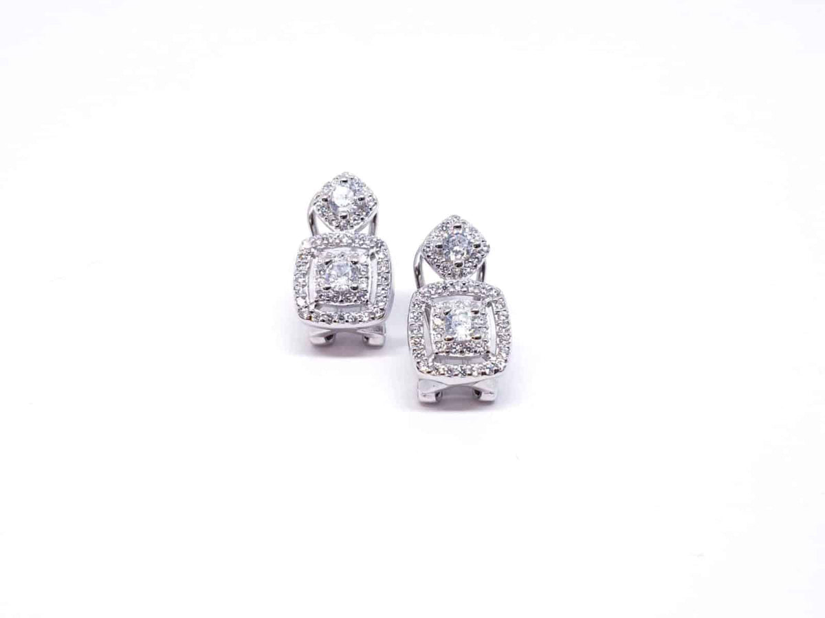 Pendientes omega rombo de plata de ley - vista adicional