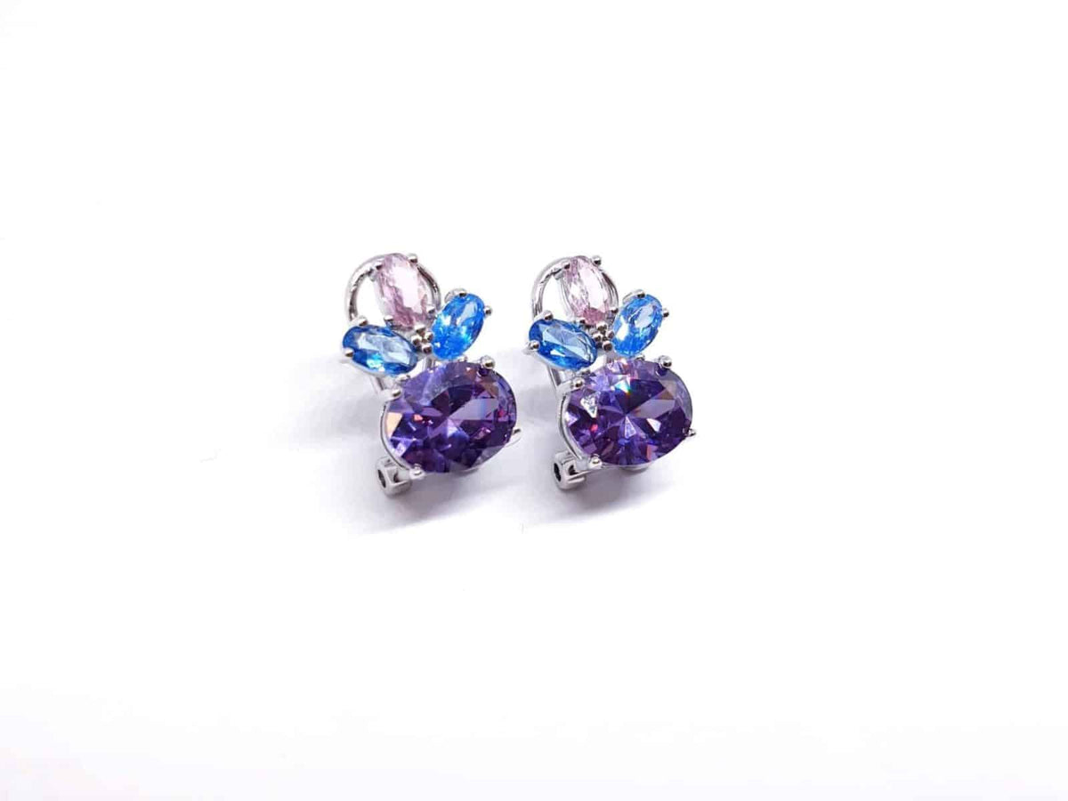 Pendientes omega Violeta de plata de ley - vista adicional