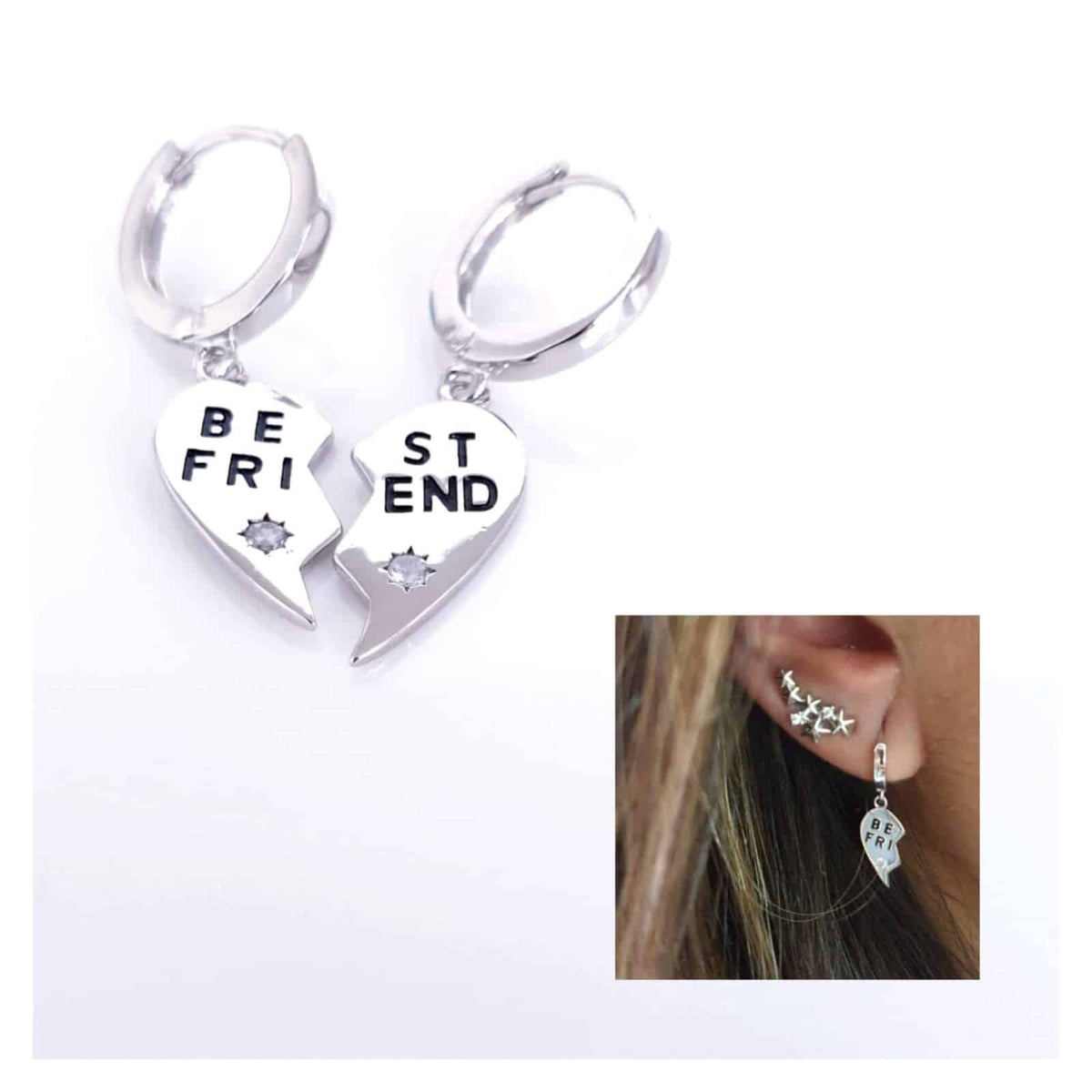 Pendientes best friend de plata de ley - imagen adicional - Joyería Zafir