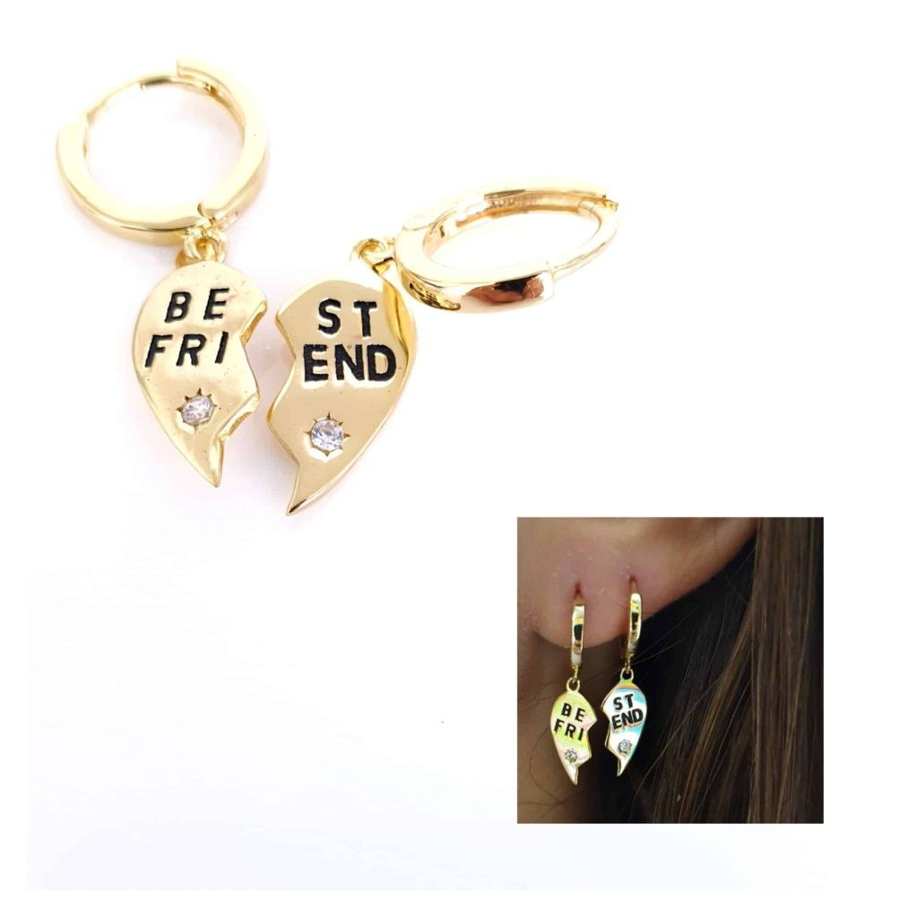Pendientes best friend oro de 14 quilates