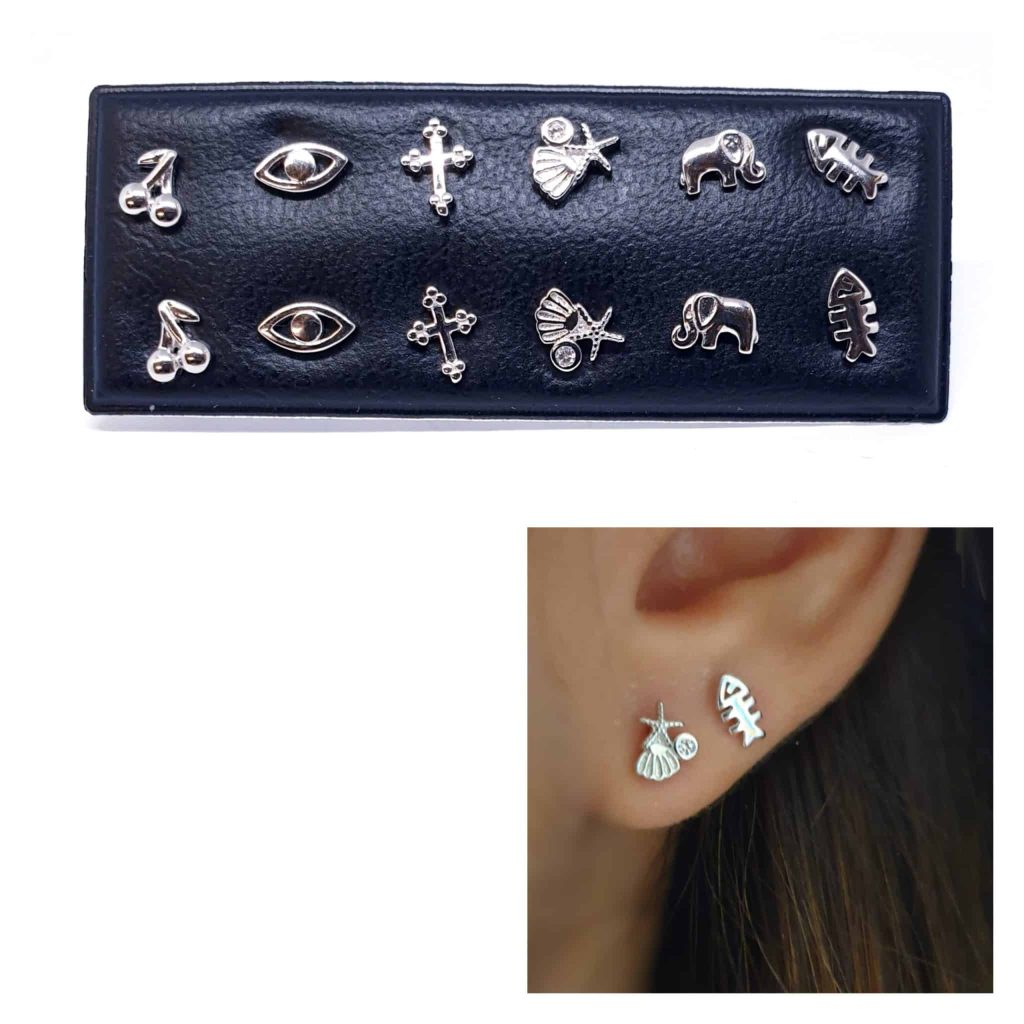 Pendientes mix de plata de ley