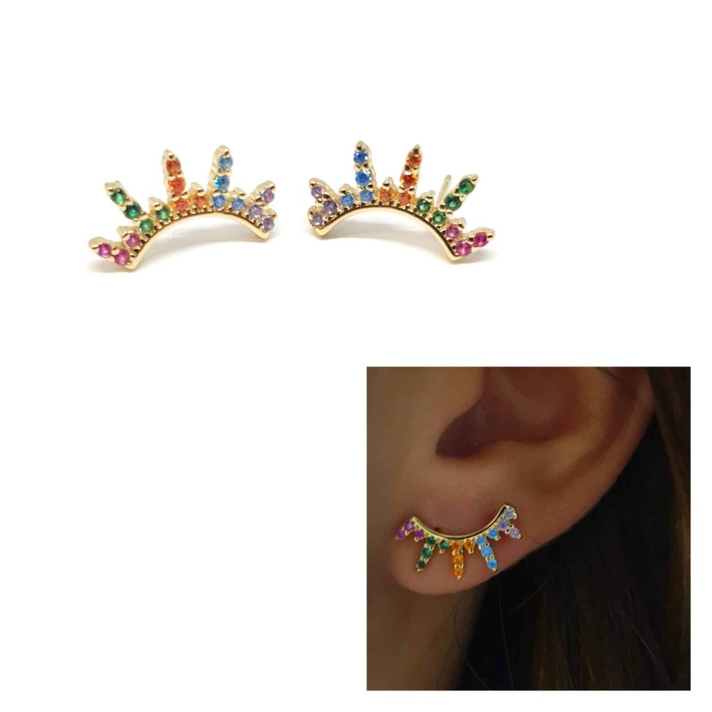 Pendientes destellos oro de 14 quilates