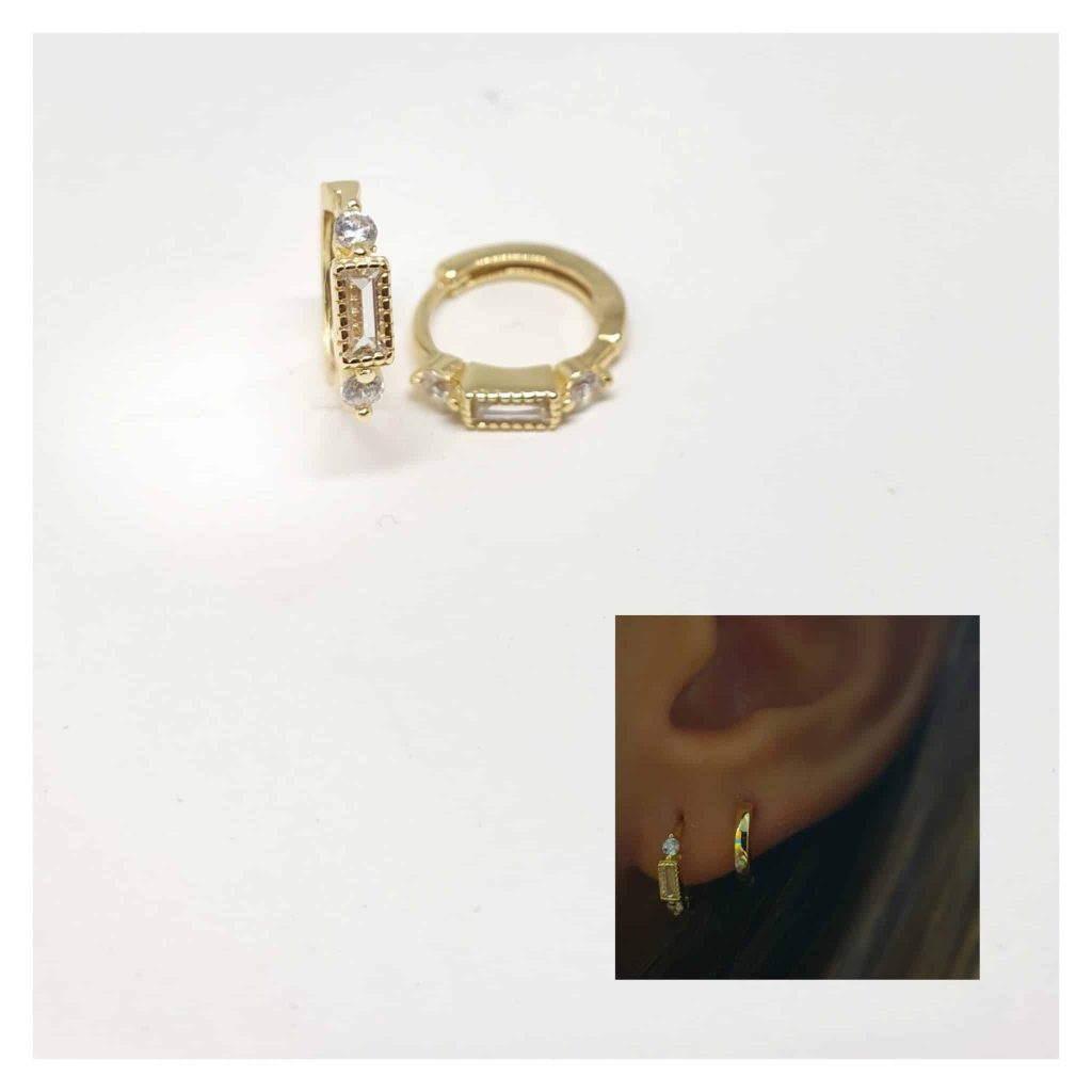 Pendientes oro baguette de 14 quilates