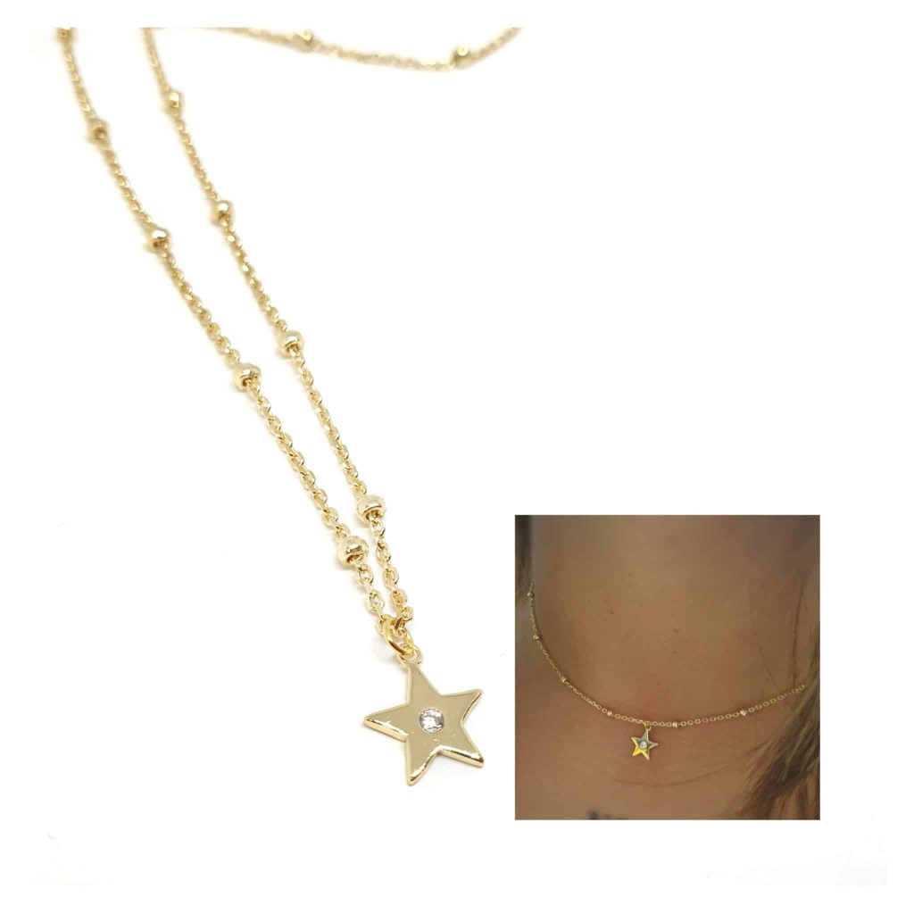 Collar chocker oro estrella de 14 quilates