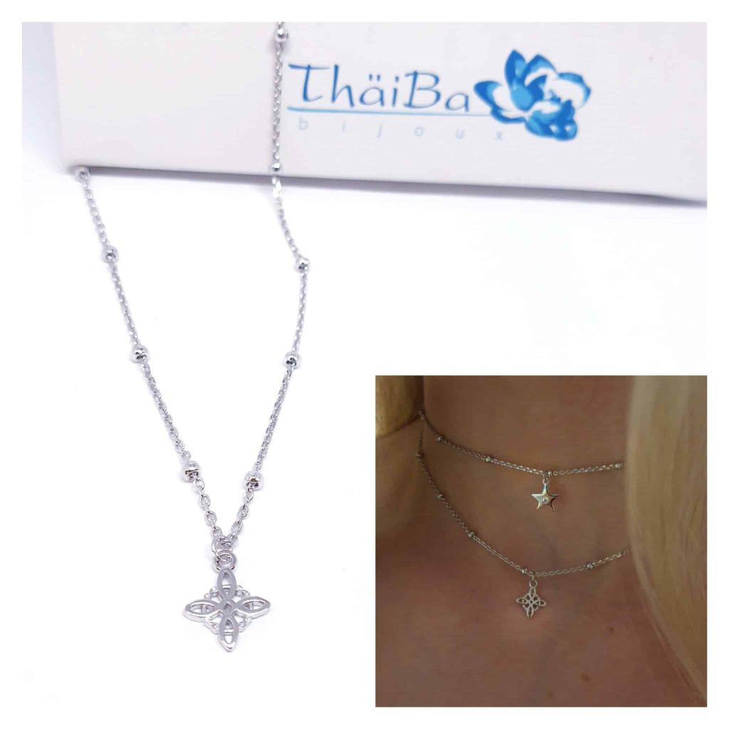 Collar chocker nudo de bruja de plata de ley