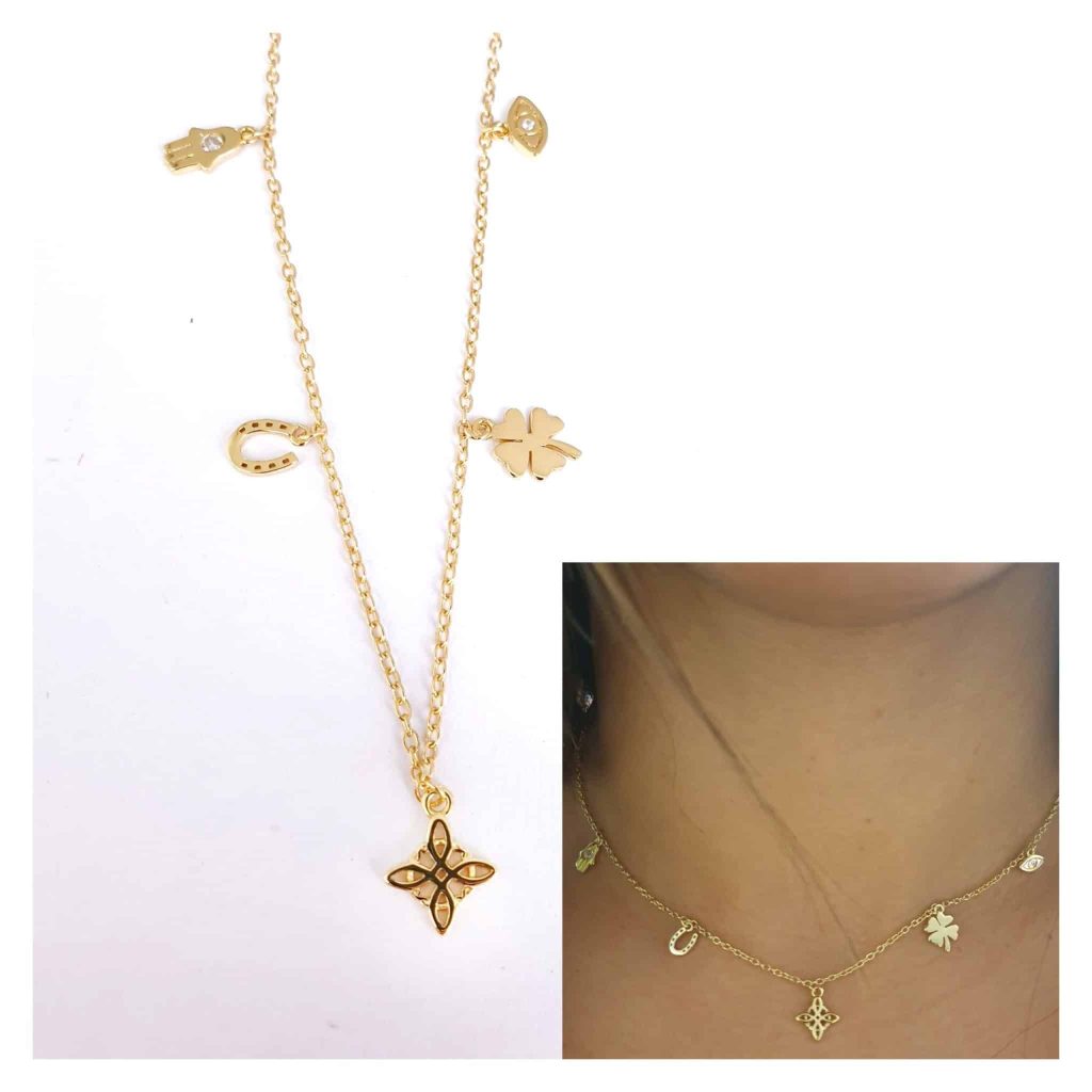 Collar nudo bruja suerte de plata de ley