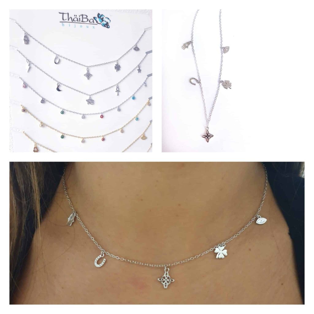 Collar nudo y suerte de plata de ley