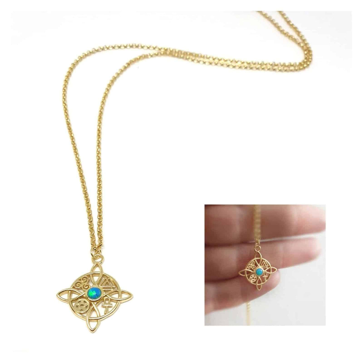 Collar nudo de bruja de plata de ley con baño de oro de 14 quilates - vista adicional