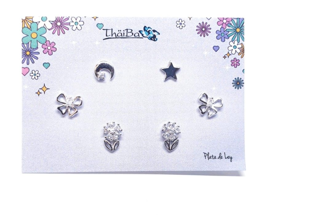 Pendientes pack Violet de plata de ley