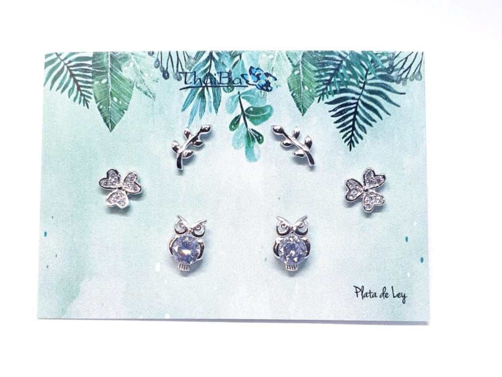 Pendientes pack lucky de plata de ley