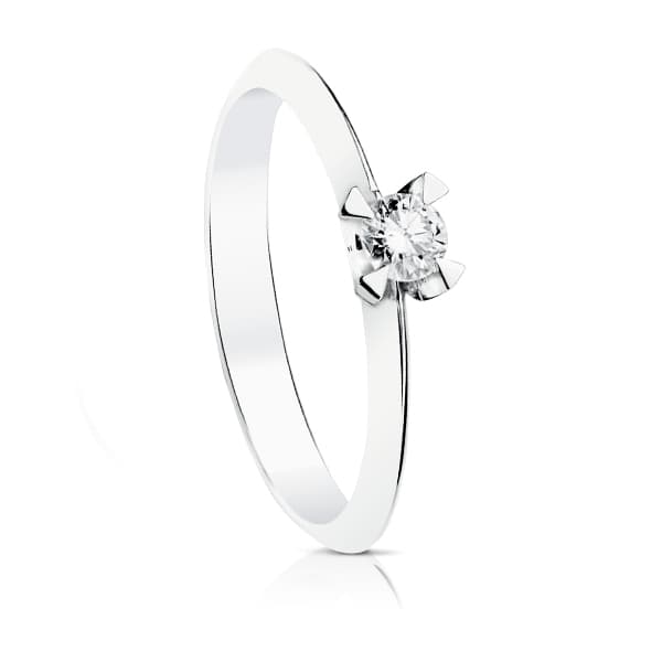 Solitario Diamante Natural Talla Brillante 0,150 Qts. Si-h de oro blanco 18K