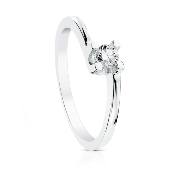 18K SOLITARIO DIAMANTE NATURAL TALLA BRILLANTE ORO BLANCO 0.200 QTS. SI-H